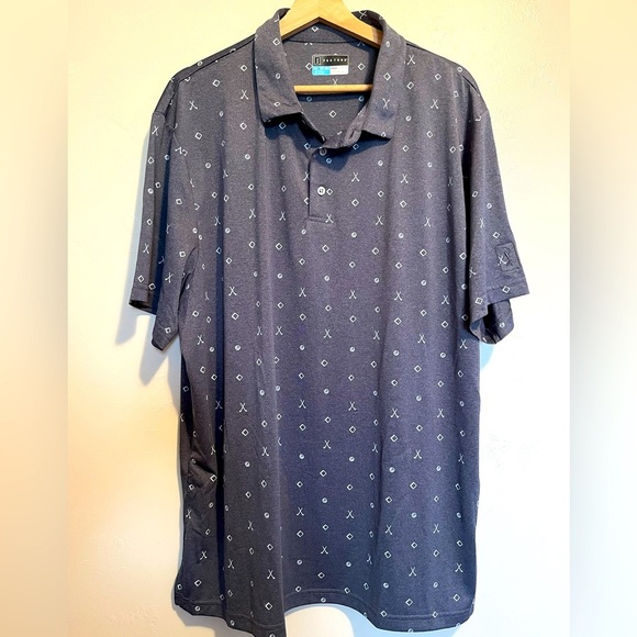 PGA Tour Men's Blueish Gray Polo Golf Club & Golf Ball Patterned Shirt Golf XXL - Picture 1 of 12